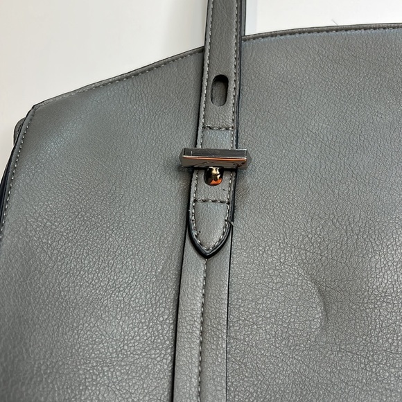 INC International Concepts Gray Haili Satchel Leather Hand Bag w/ Shoulder Strap - Picture 2 of 7